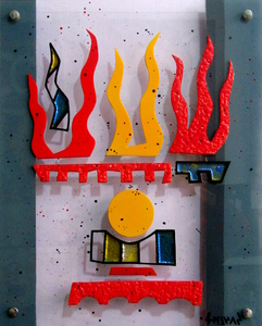 mixed media painting - She jumped into the rocket and escaped her troubles