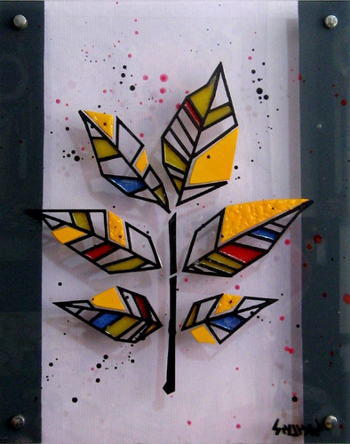 Unique abstract contemporary art - Six Leaves