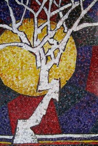 mixed media painting - Thoughtful Tree